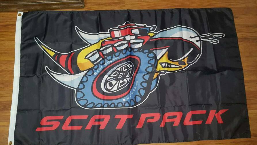 NEW Dodge Scatpack Bee Logo Flag 3x5 Banner Man Cave Sign Viper