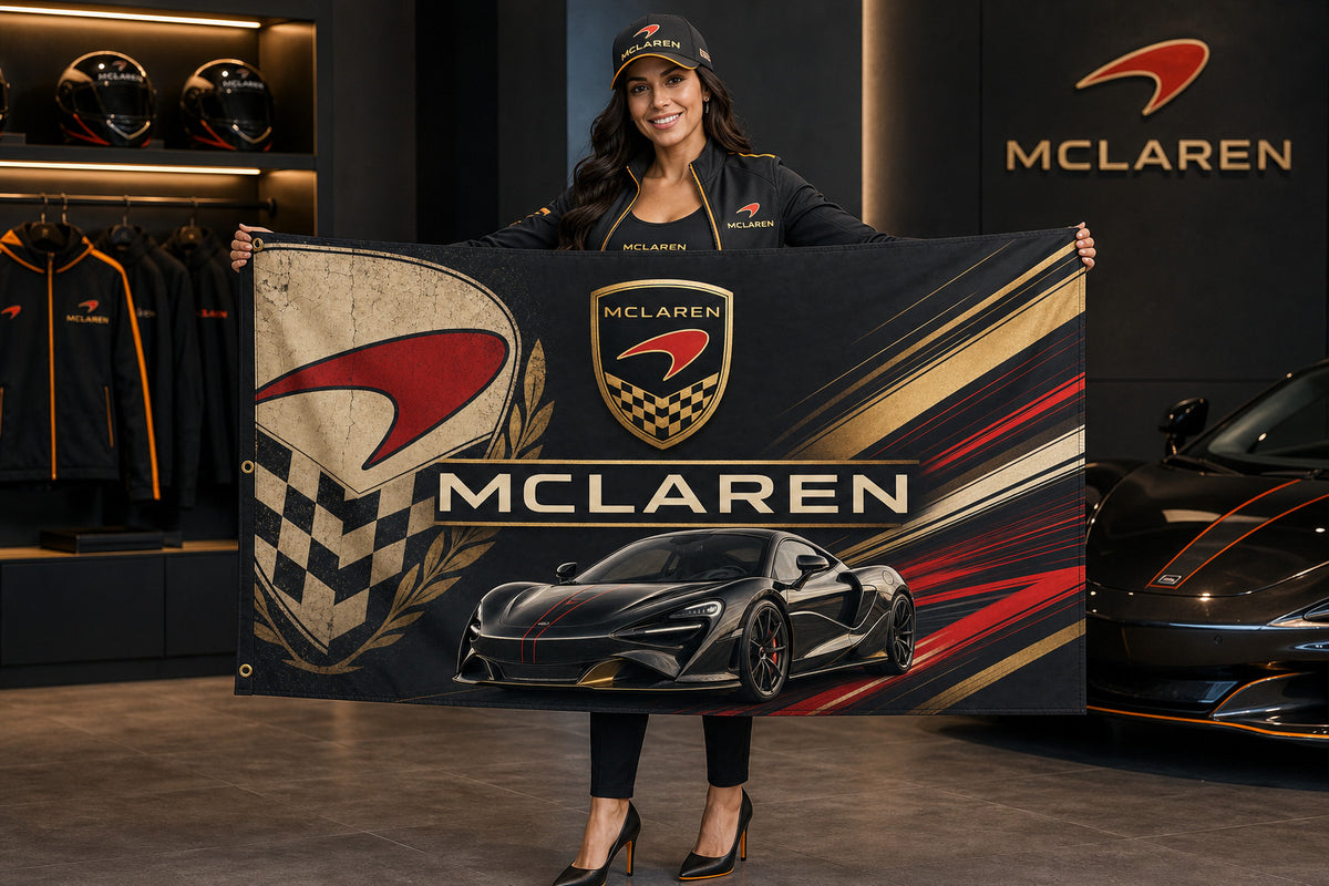 McLaren Logo Flag Banner 3x5 Ft Garage Man Cave Wall Decor Mcl 6GT Gts Artura