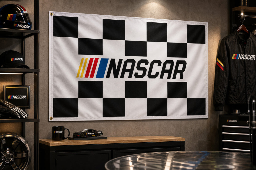 NEW NASCAR Logo Flag Banner 3x5 Ft Garage Man Cave Wall Decor
