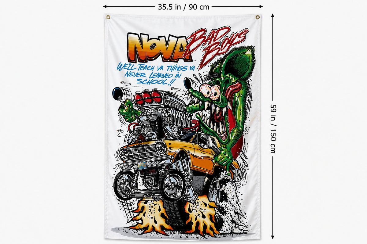 Rat Fink Flag Banner 3x5 Ft Vertical Garage Wall Decor Bad Boys Chevy Chevrolet