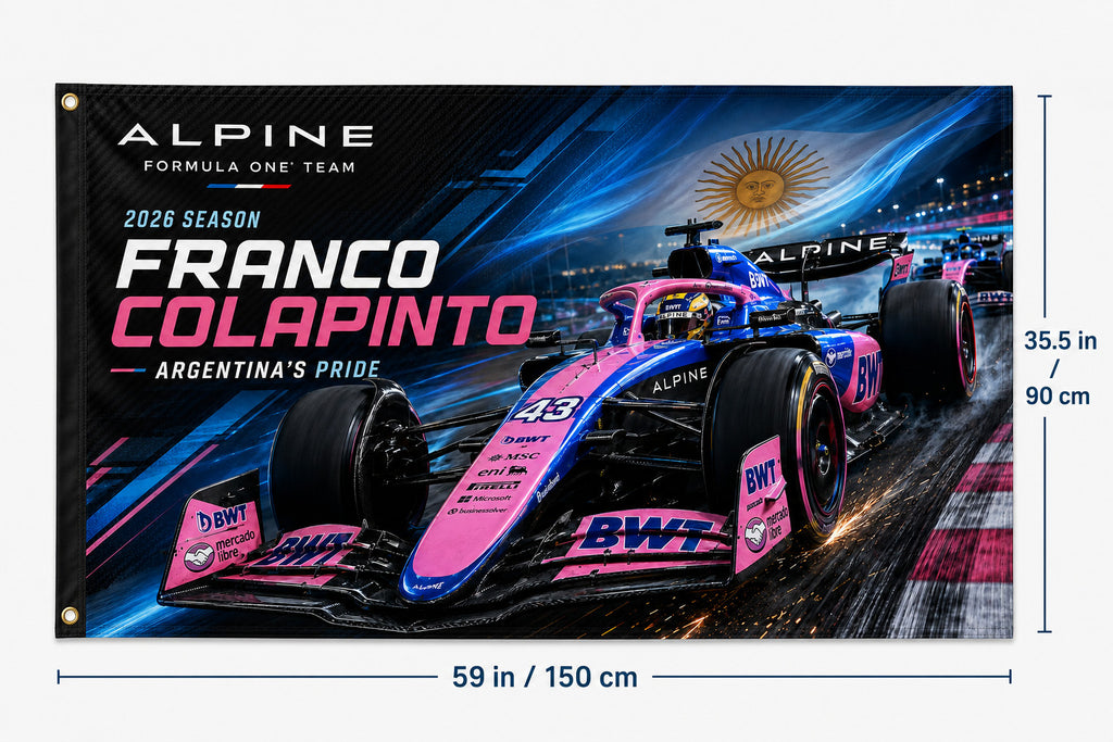 Alpine Franco Colapinto 43 Logo Flag Banner 3x5 Ft Wall Decor