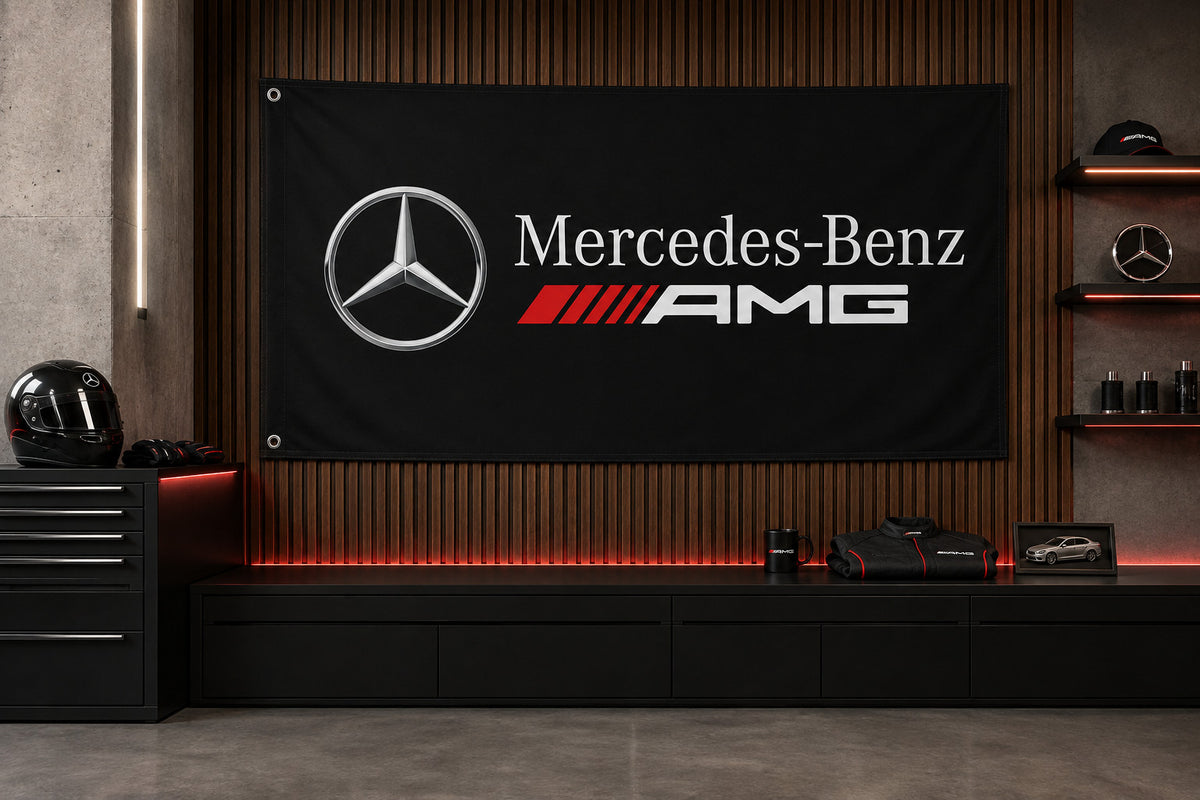 Mercedes-AMG 3X5FT Fans Logo Flag Banner 3x5 Ft Garage Man Cave Wall