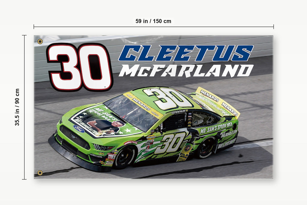 NASCAR Cleetus McFarland #30 Spray Wax Fan Logo Flag Banner 3x5 Ft Man Cave Wall