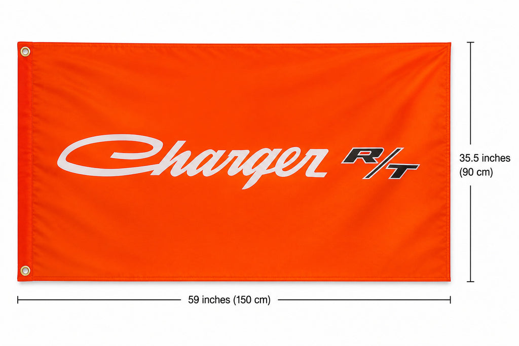 Dodge Charger R/T Orange Flag 3x5 Mopar Racing Garage Man Cave Wall Banner