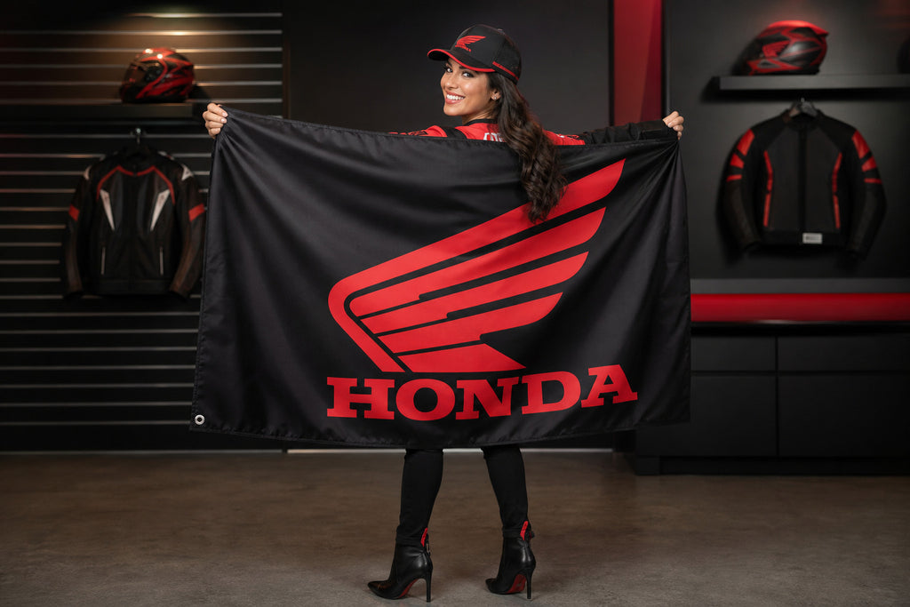 Honda Fans Black Motorcycles Car Racing Flag Banner 3x5 Ft Garage Man Cave Wall