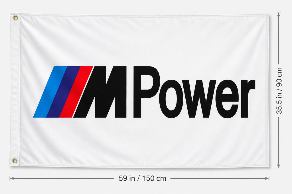 BMW M Power Logo Flag Banner 3x5 Ft Garage Wall Decor