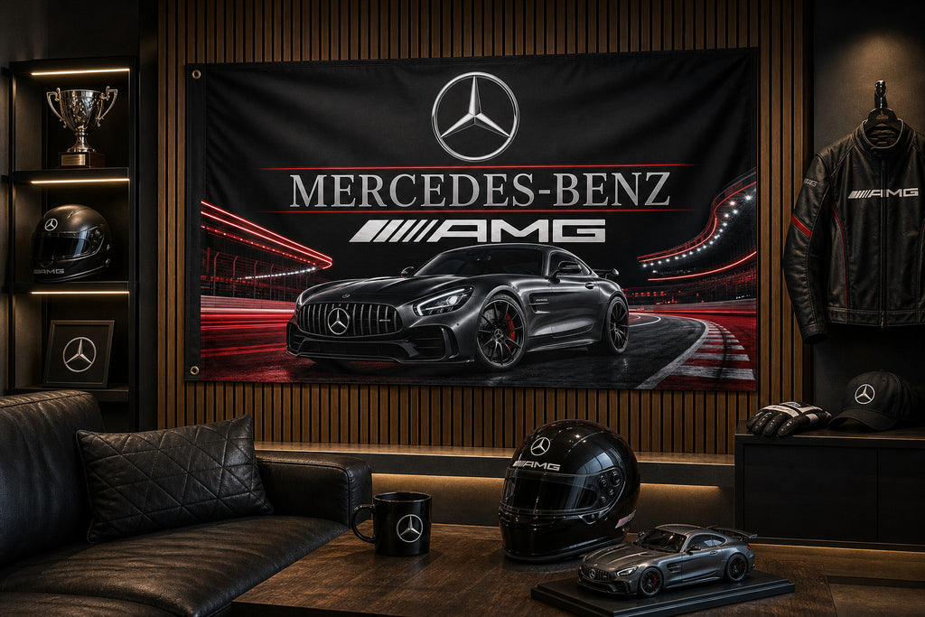 Mercedes-Benz AMG Speedway Flag Banner 3x5 Ft Garage Man Cave Wall Decor