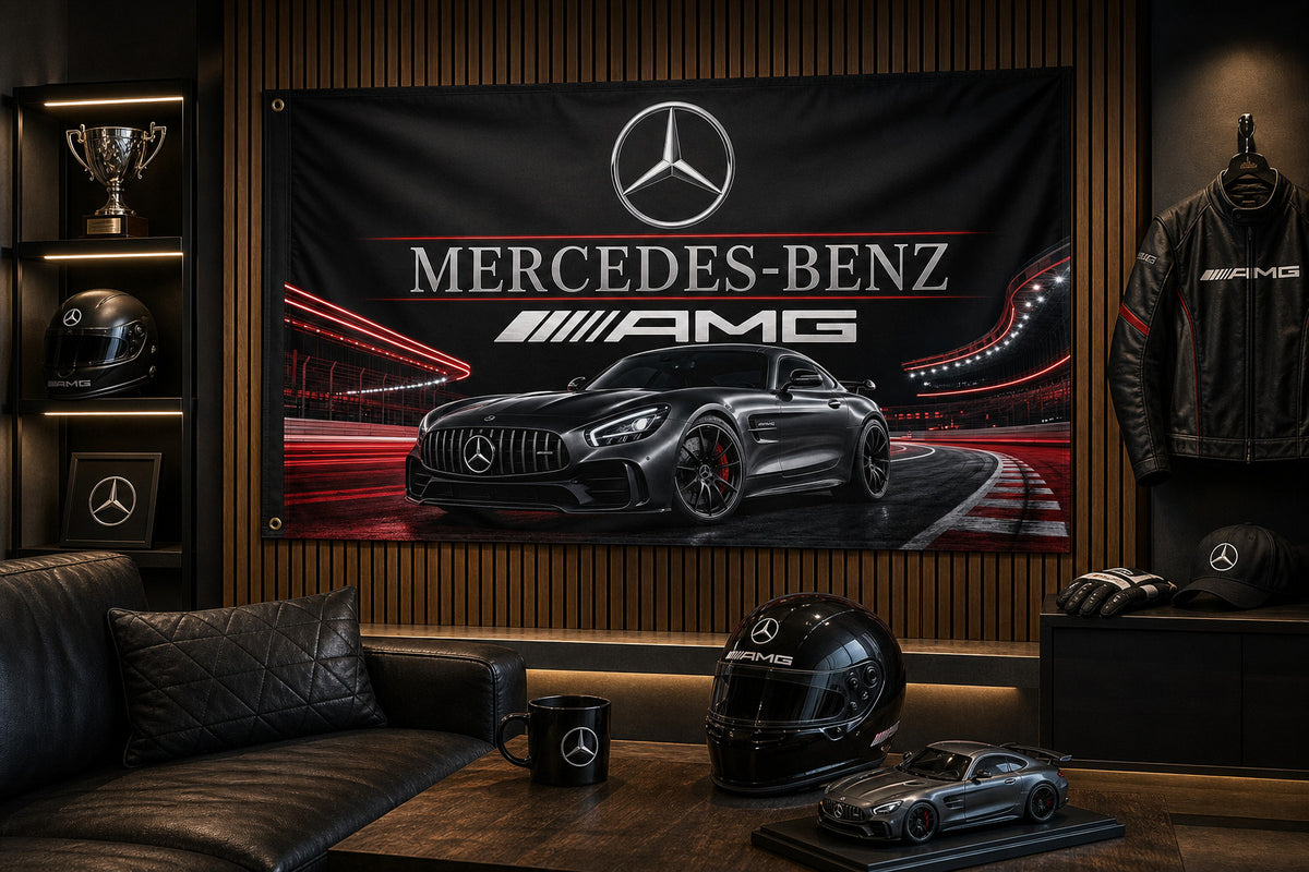 Mercedes-Benz AMG Speedway Flag Banner 3x5 Ft Garage Man Cave Wall Decor