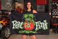 Rat Fink Racing R.F. RF Black Flag Banner 3x5 Ft Garage Wall Decor Man Cave