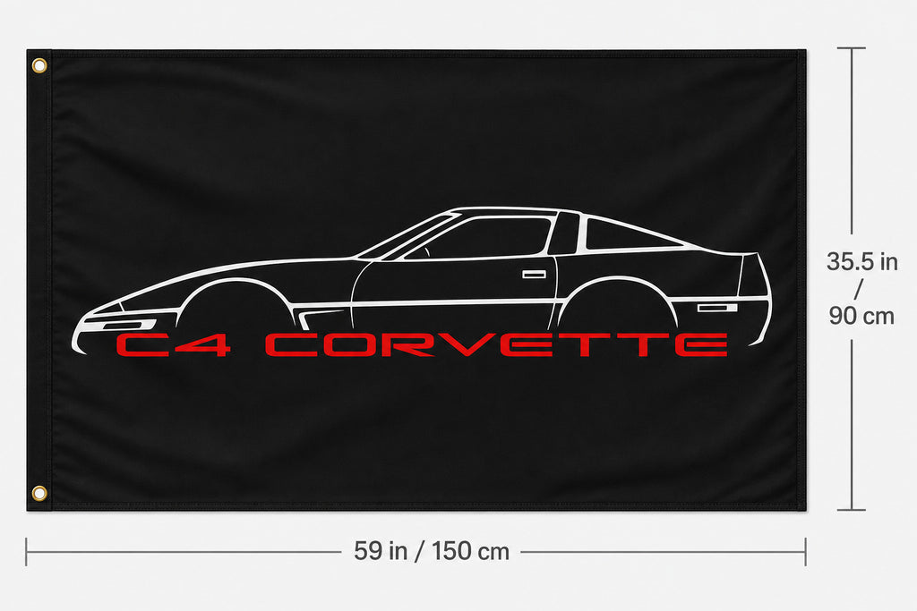 Chevrolet Corvette C4 Fans Logo Flag Banner 3x5 Ft Garage Man Cave Wall