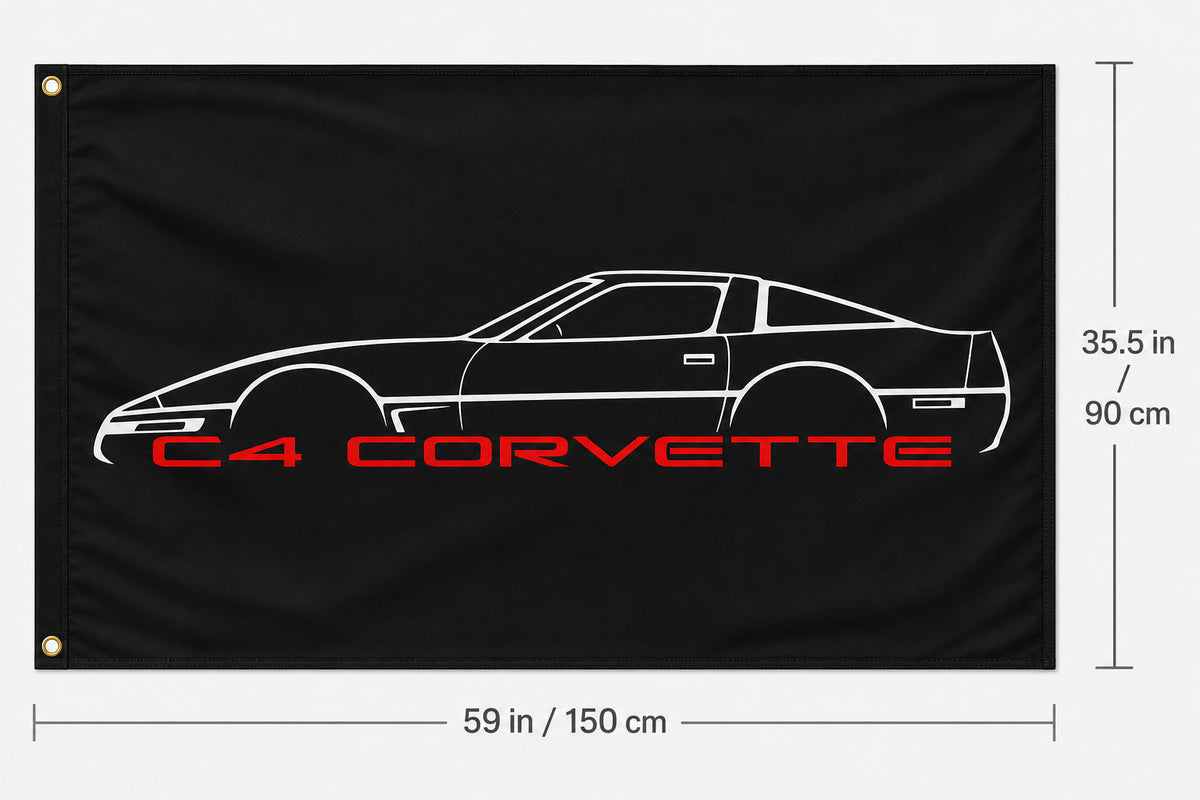 Chevrolet Corvette C4 Fans Logo Flag Banner 3x5 Ft Garage Man Cave Wall